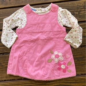 Toddler girls 24m, 2pc pink jumper dress & floral onesie. Baby Headquarters